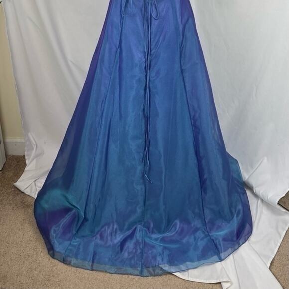 Betsy & Adam Iridescent Bluish Purple Sequins MermaidCore Maxi Dress NWT Size 10 - Picture 6 of 11